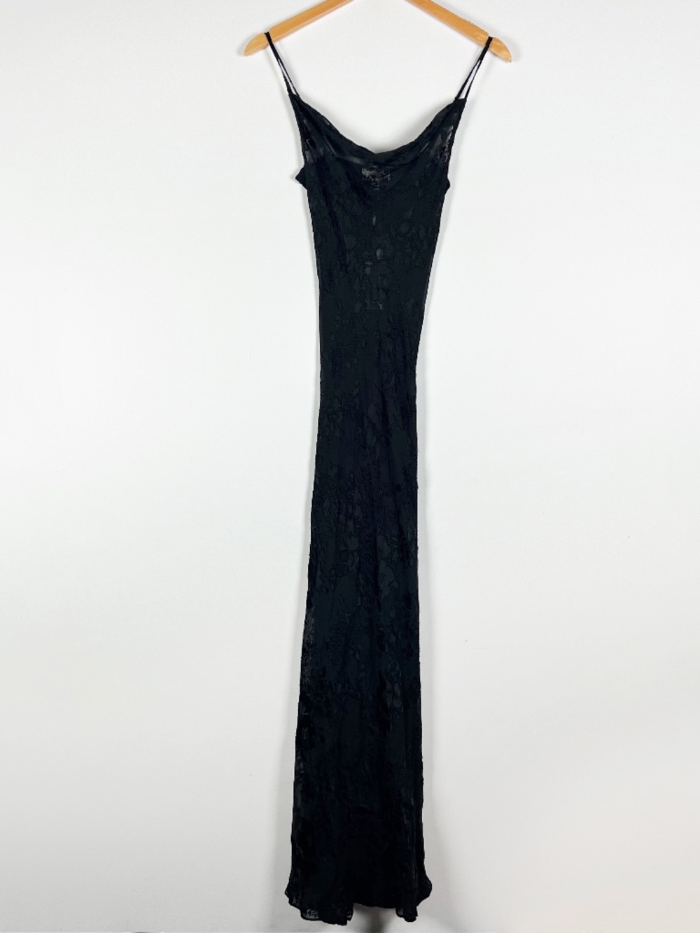 NEW L'agence Christine Black Floral Flower Velour Burnout Maxi Slip Dress 00